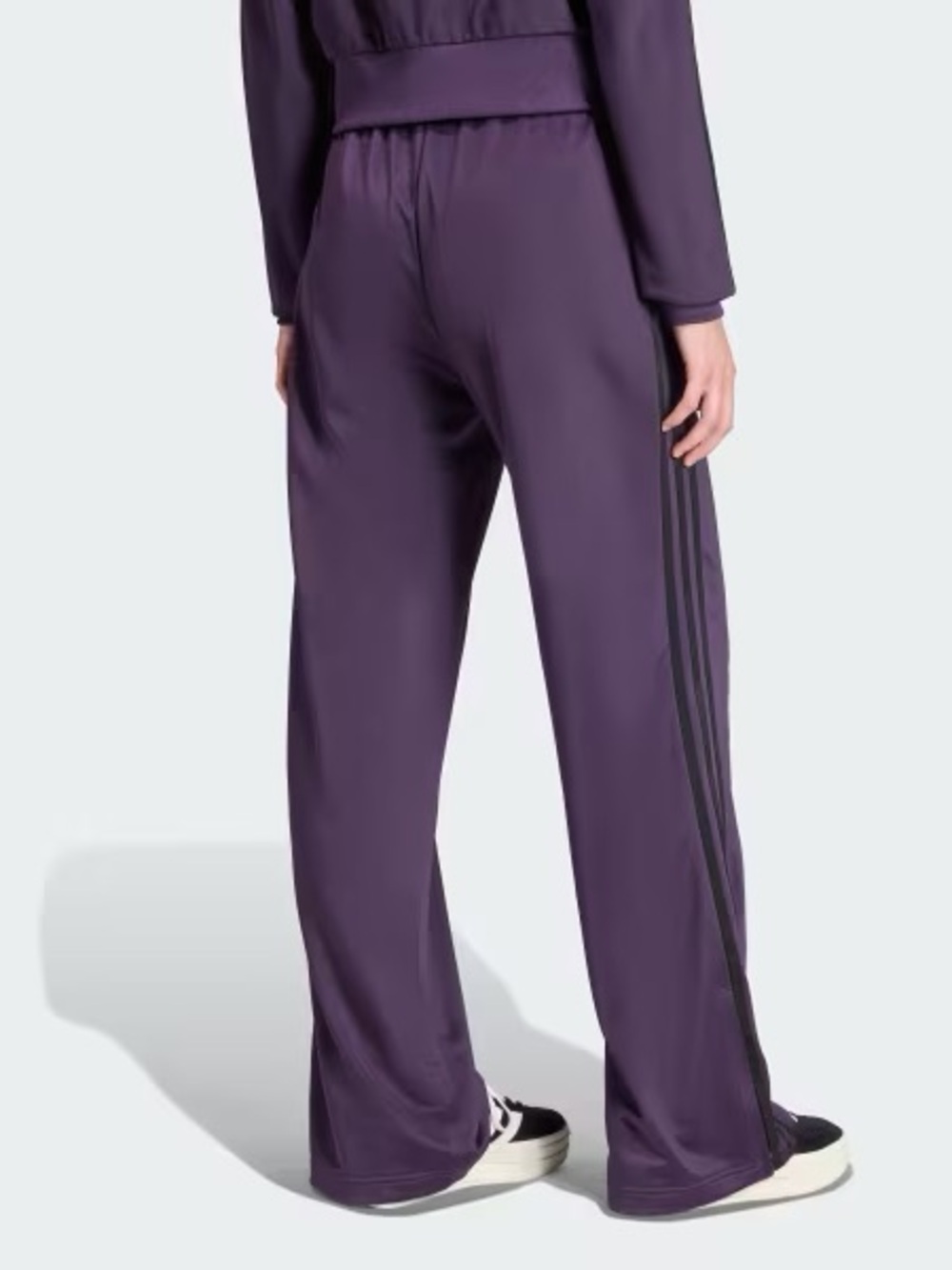 adidas Deep Purple Wide-Leg Track Pants with Black Side Stripes - Picture 5 of 9